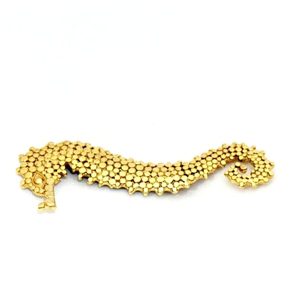 Large Gold Tone Textured Seahorse Brooch - 4" x 1.5" - Picture 6 of 7